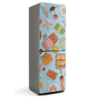 Hűtőszekrényre matrica Illusztráció egy lakomáról az asztalon
