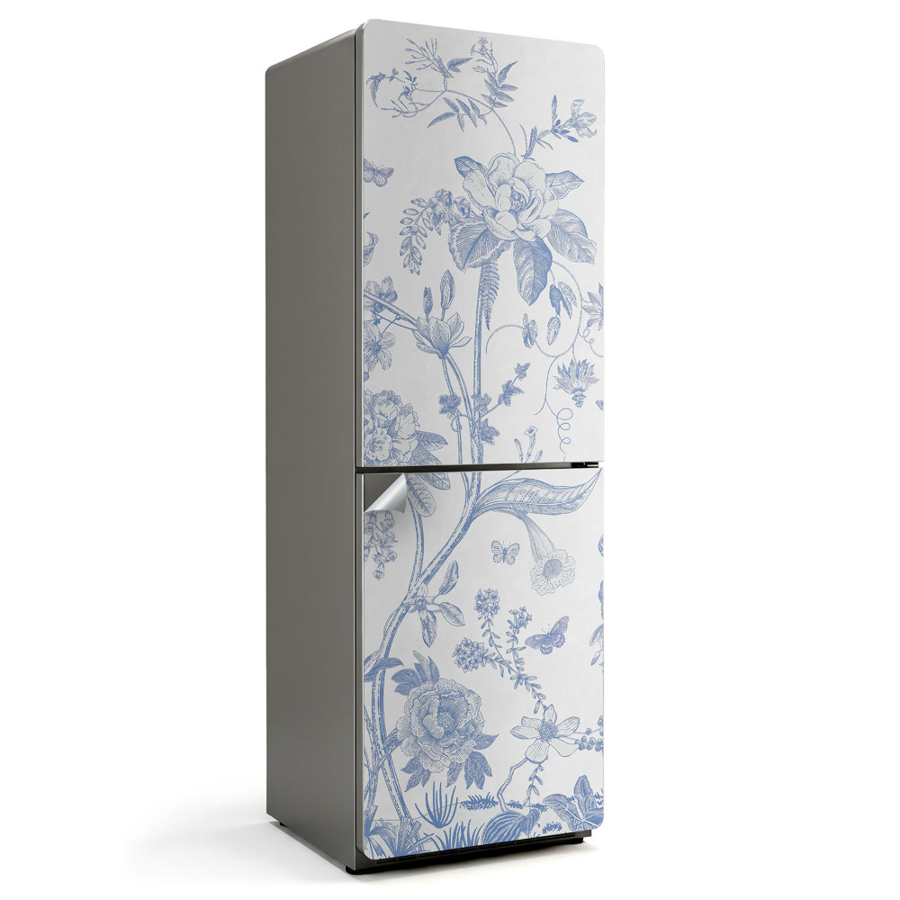 Hűtő dekor matrica Virágos illusztráció rovarokkal