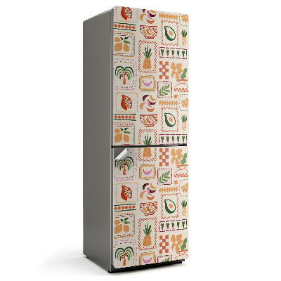 Hűtőszekrényre matrica Növényi és geometriai minták