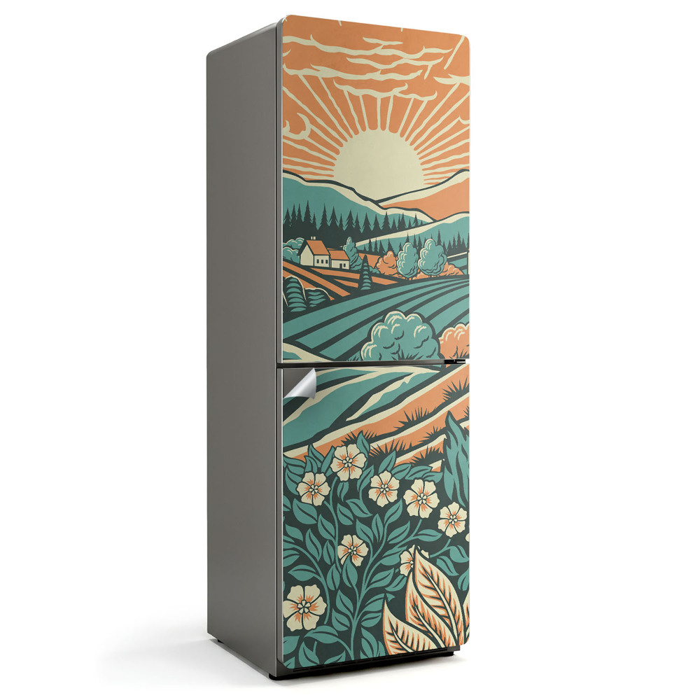 Dekor matrica hűtőre Réti napfelkelte illusztráció