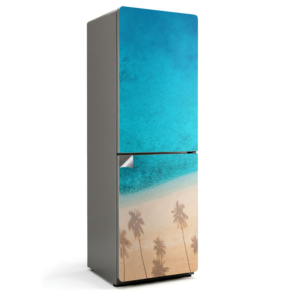 Hűtő dekor matrica Pálmafák árnyékával teli strand