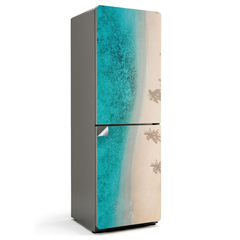 Hűtő matrica Pálmafák árnyékával teli strand