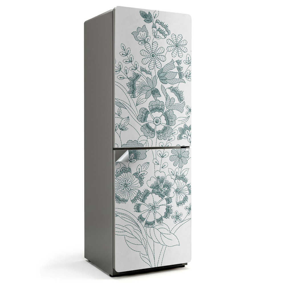 Hűtő matrica Virágos illusztráció részletekkel