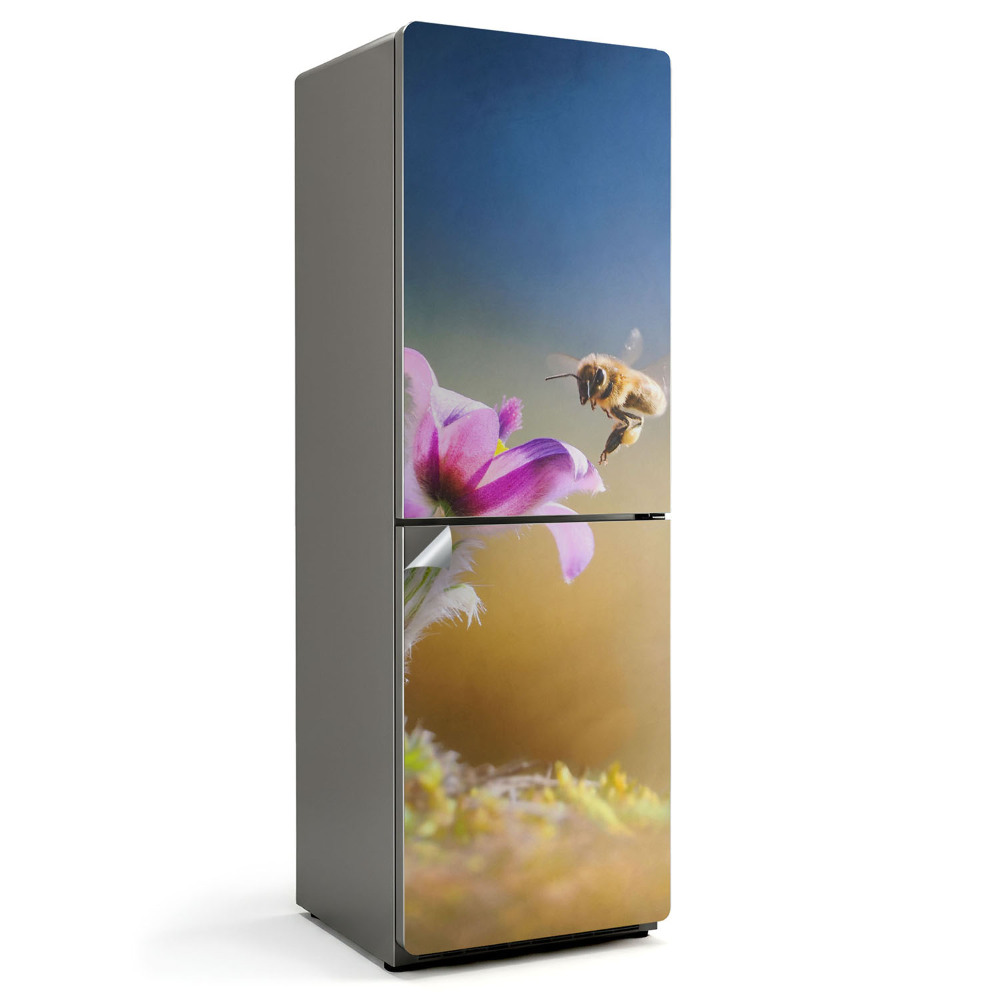 Hűtő matrica Rovar és virág részletesen