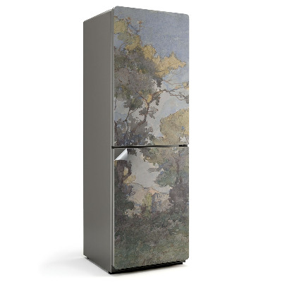 Hűtőszekrényre matrica Festői táj fákkal