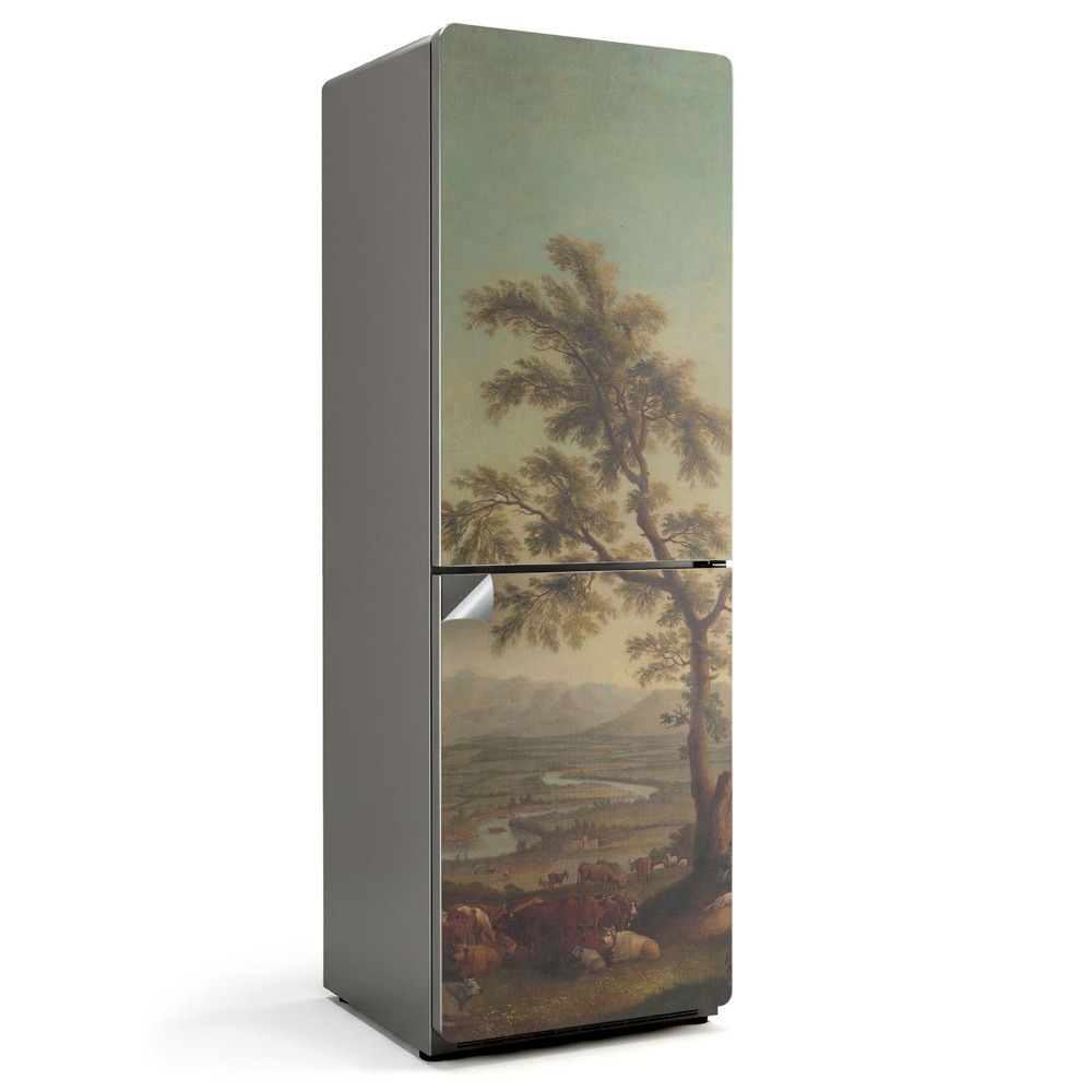 Hűtőszekrényre matrica Vidéki táj egy fával