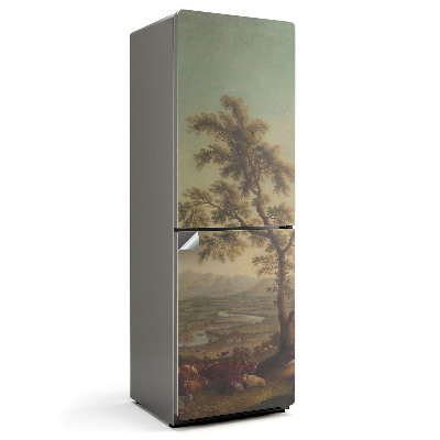 Hűtőszekrényre matrica Vidéki táj egy fával