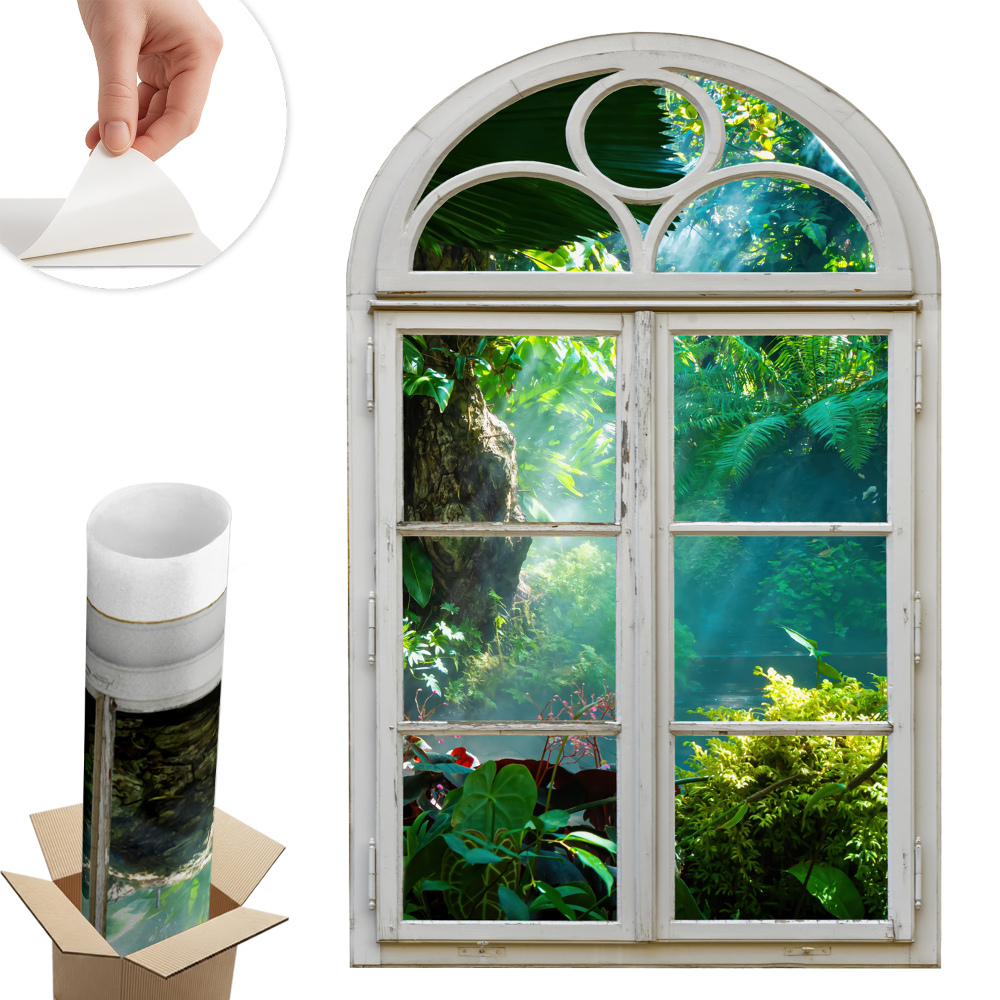 Ablak illúzió falmatrica 64x100 Egzotikus kilátás