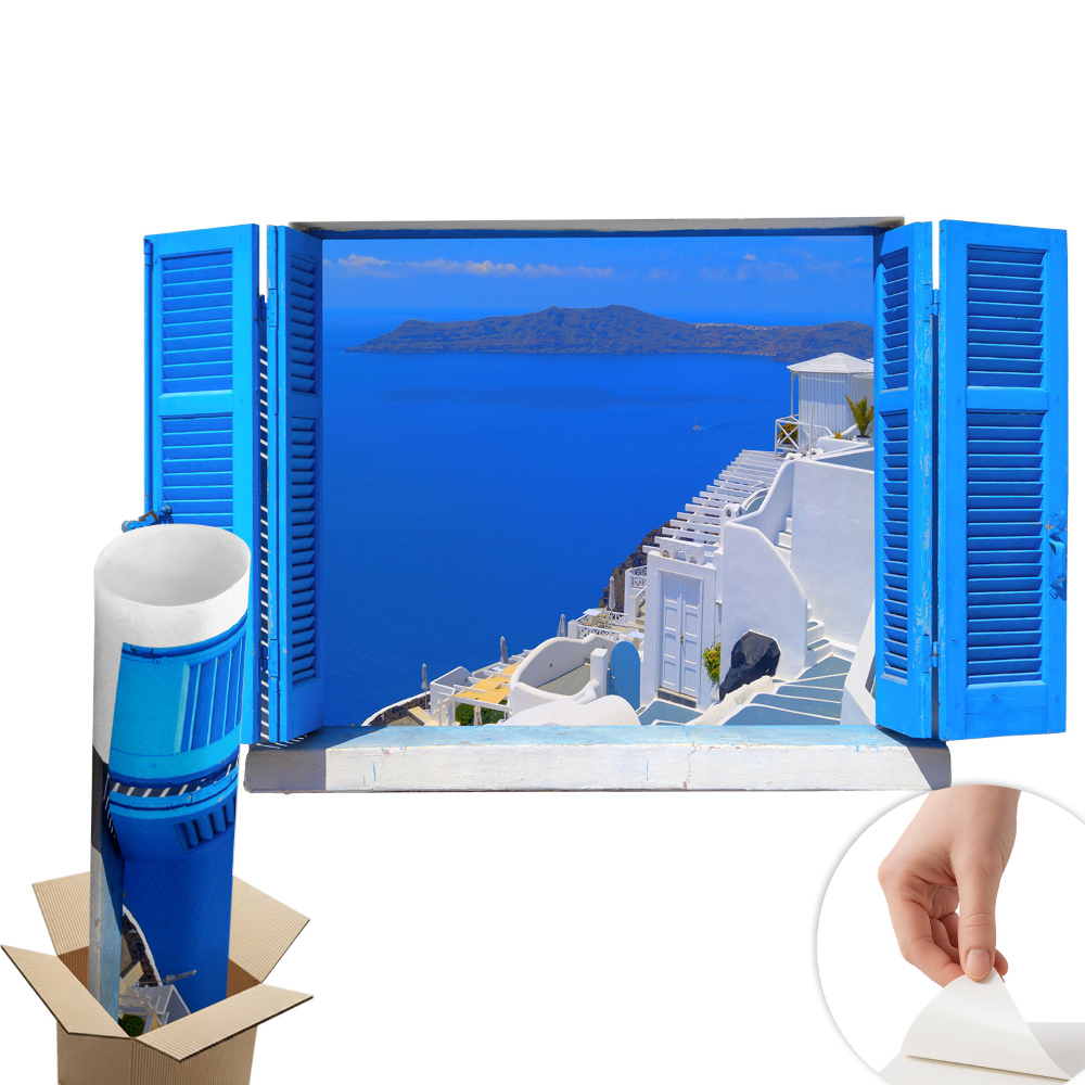 Ablak illúzió falmatrica 100x61 Mediterrán táj