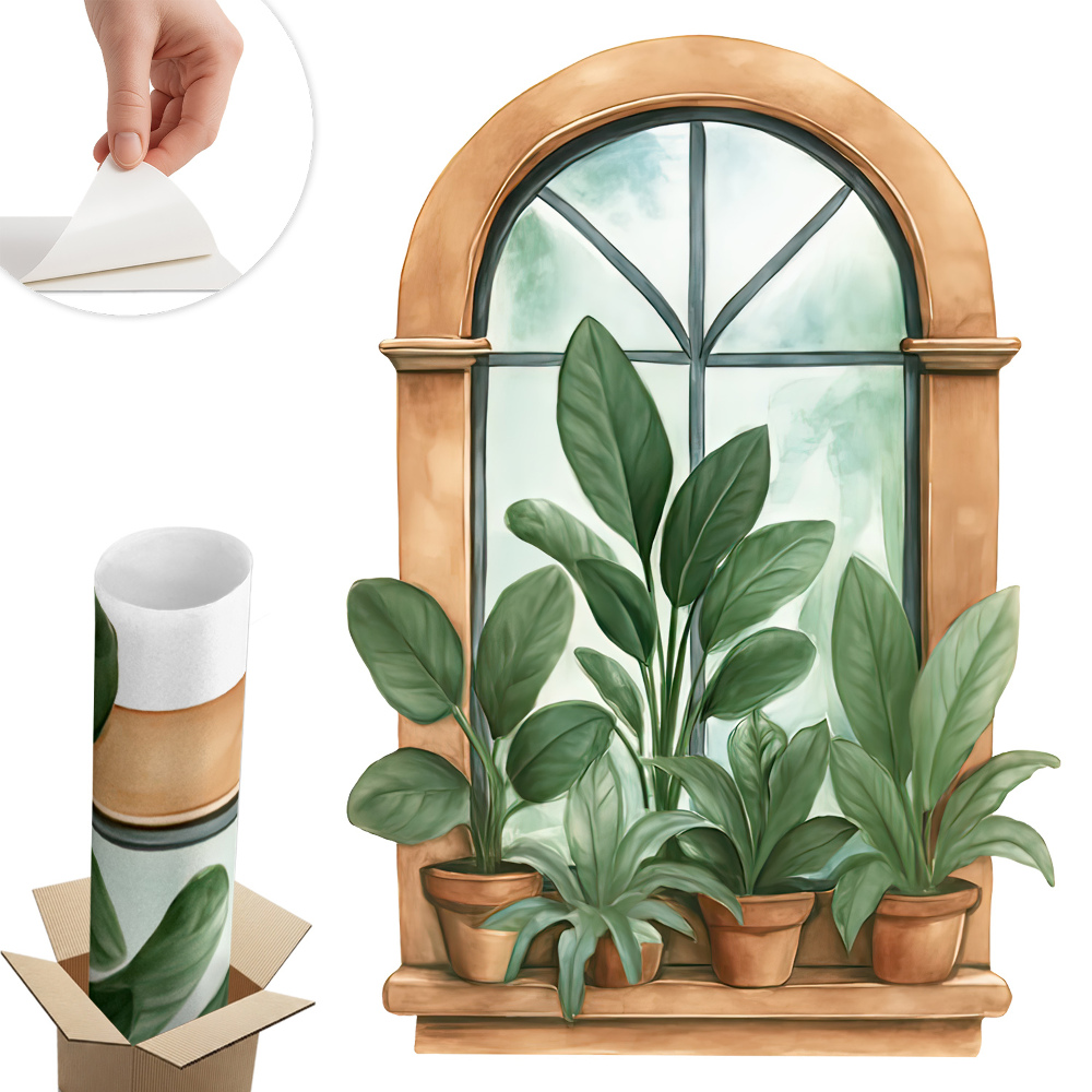 Ablak illúzió falmatrica 70x100 Ablakba ültetett növények.