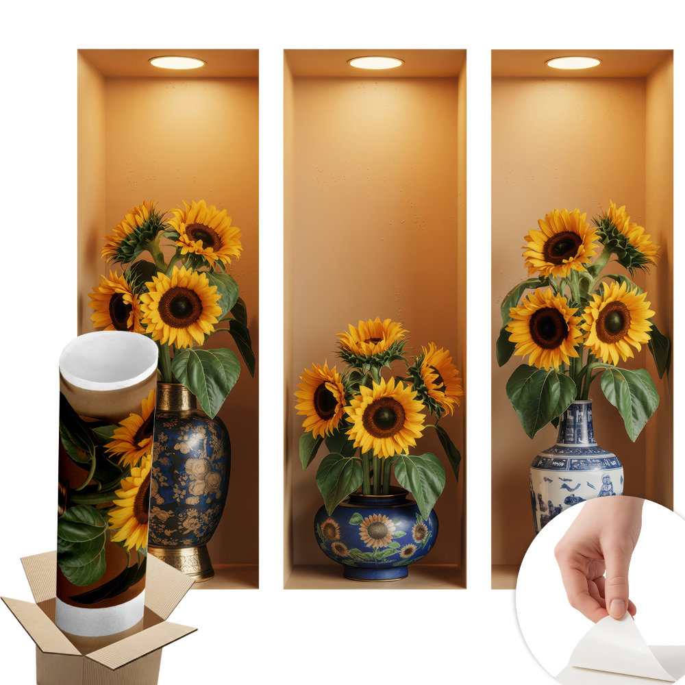 Modern 3d falmatrica 100x91 Napraforgó csokrok