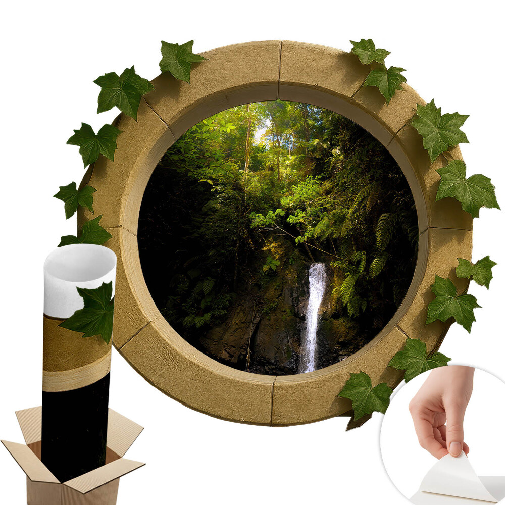 Ablak illúzió falmatrica 100x87 Zöld táj