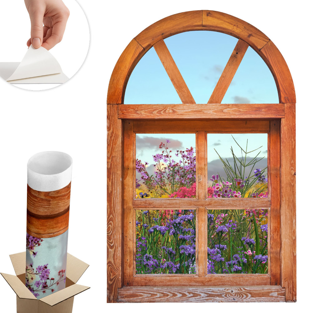 Ablak illúzió falmatrica 85x130 Virágablak