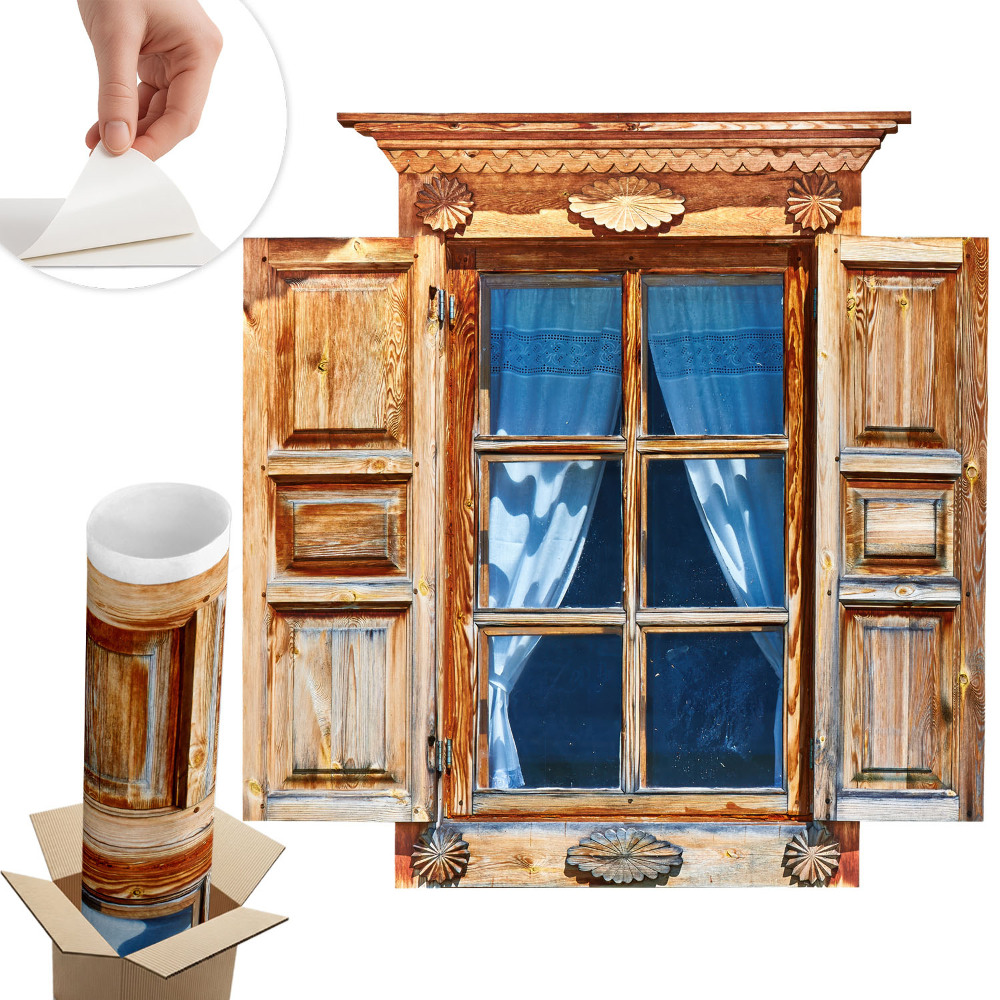 Ablak illúzió falmatrica 125x130 Rusztikus ablak