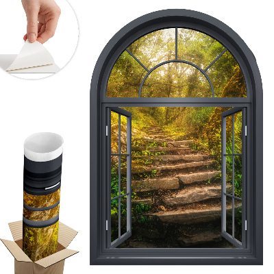 Ablak illúzió falmatrica 88x130 Erdőablak