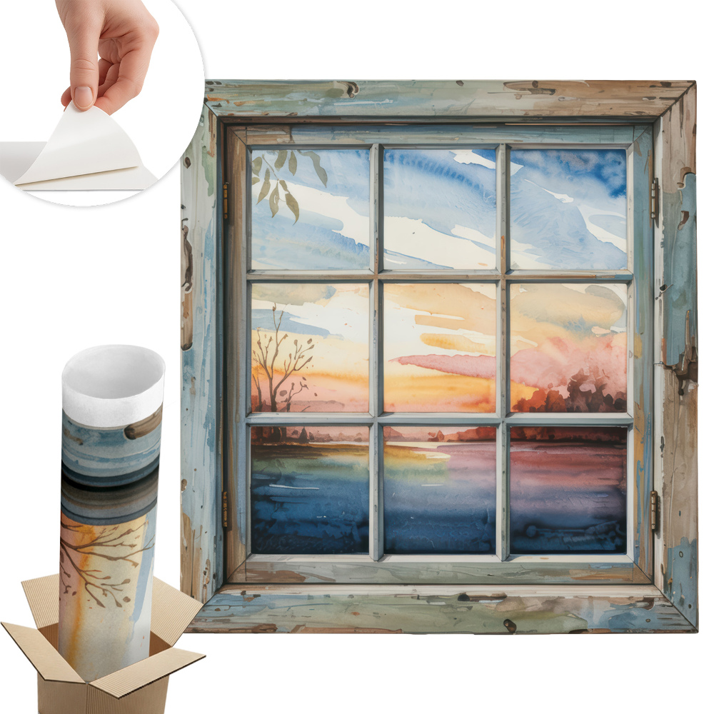 Ablak illúzió falmatrica 121x130 Ablak akvarellek