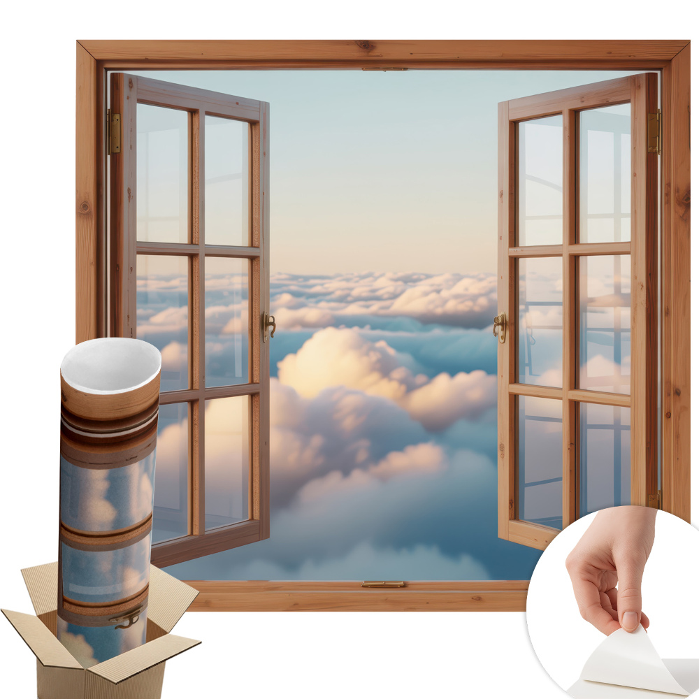 Ablak illúzió falmatrica 130x121 Az ég felhői