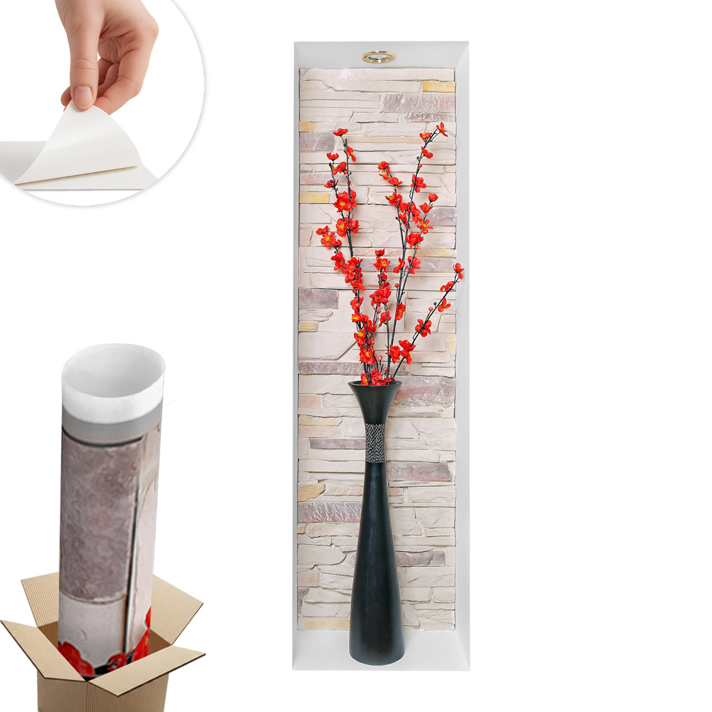 Modern 3d falmatrica 38x130 Virágok és kövek