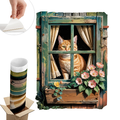 3d ablak falmatrica 45x60 Cica az ablakban