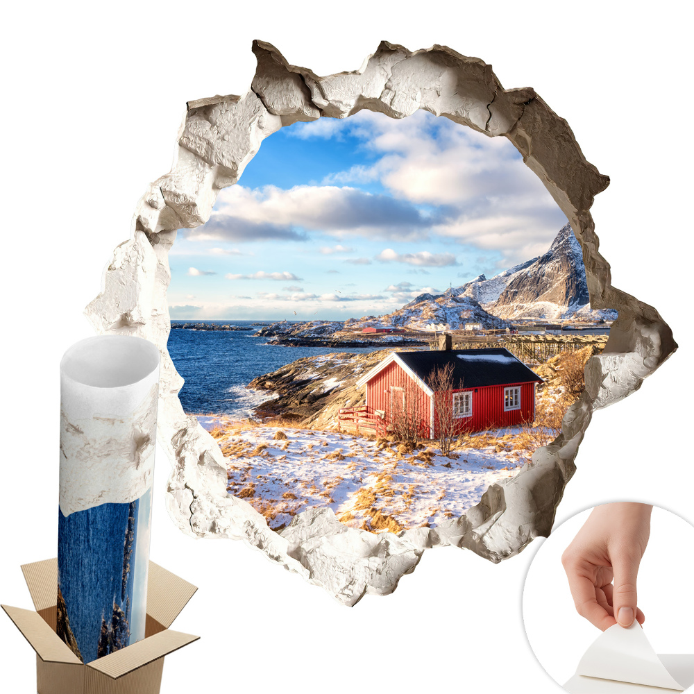 3D faldekoráció lyuk 60x57 Téli táj