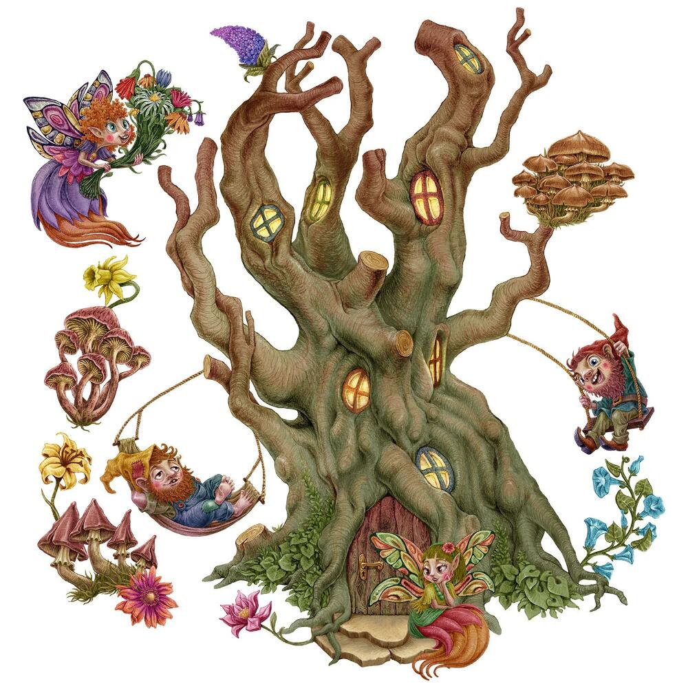 Falmatricák babaszobába 80x106 Tündérek és törpék erdei környezetben egy házzal