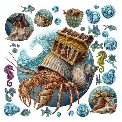 Faltetoválások 80x87 A rákok tengeri világa szemléltető stílusban