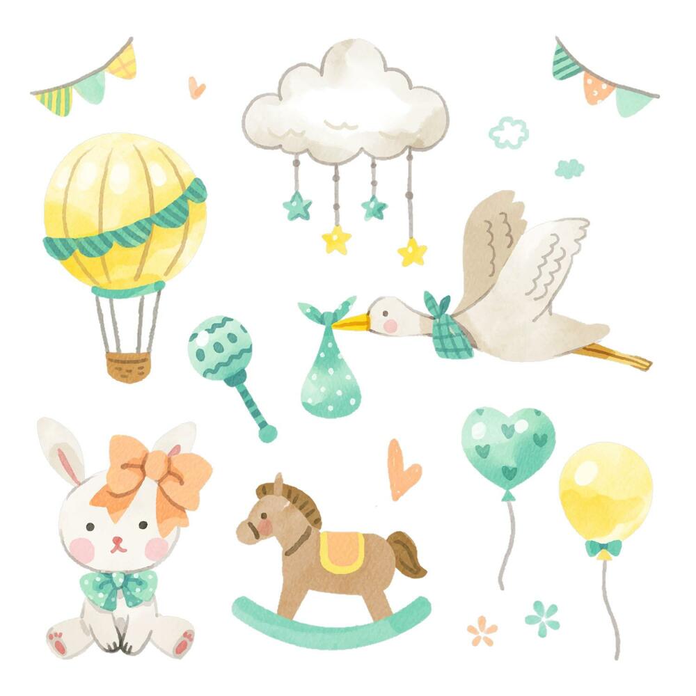 Falmatricák babaszobába 80x143 Akvarell játékok finom pasztellben