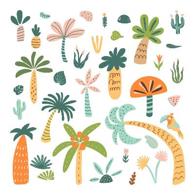 Falmatricák babaszobába 80x112 Pasztell növényzet trópusi akcentussal