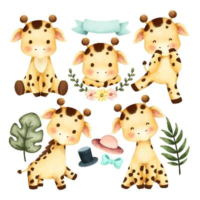 Falmatricák babaszobába 80x135 Bájos szafari állatok pasztell színekben