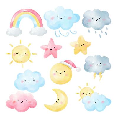 Faltetoválások 80x119 Természet finom akvarell díszítések az égen