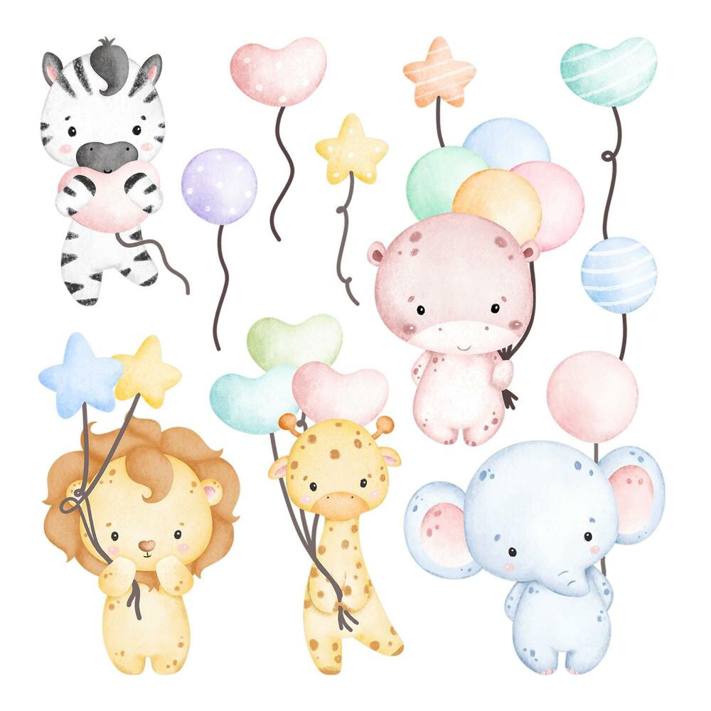 Faltetoválások 80x118 Egy bájos akvarell szafari vadvilággal és lufikkal