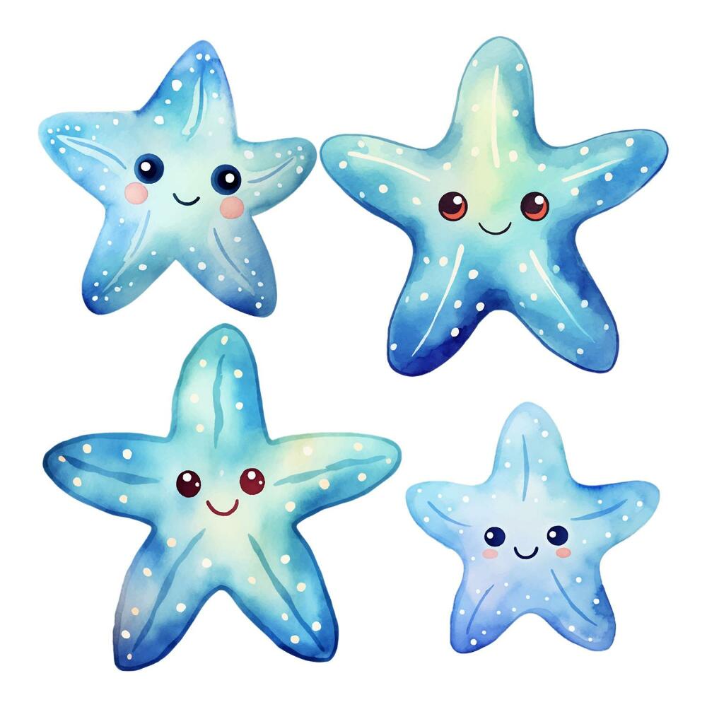 Faltetoválások 80x85 Aranyos mosolygós tengeri csillag kéken