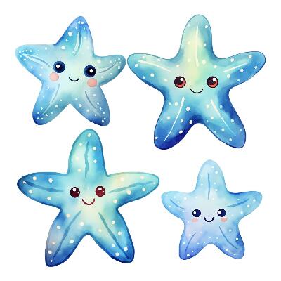 Faltetoválások 80x85 Aranyos mosolygós tengeri csillag kéken