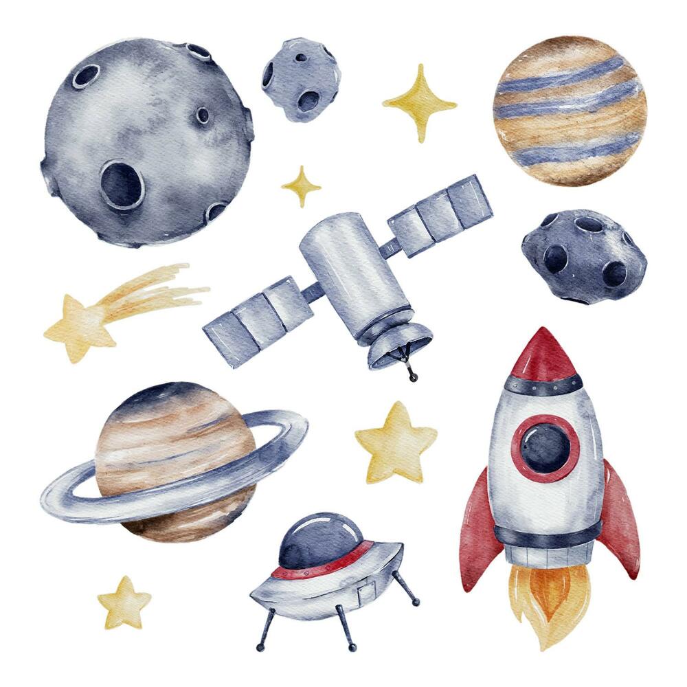 Faltetoválások 80x117 Akvarell bolygók galaktikus stílusban