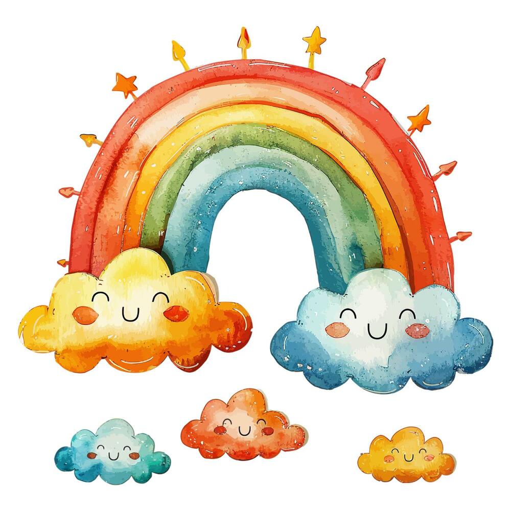 Faltetoválások 80x95 Akvarell ég, szivárvány és felhők
