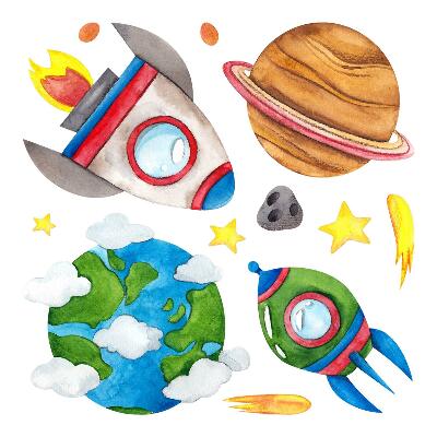 Faltetoválások 80x135 Föld kozmosza akvarell stílusban