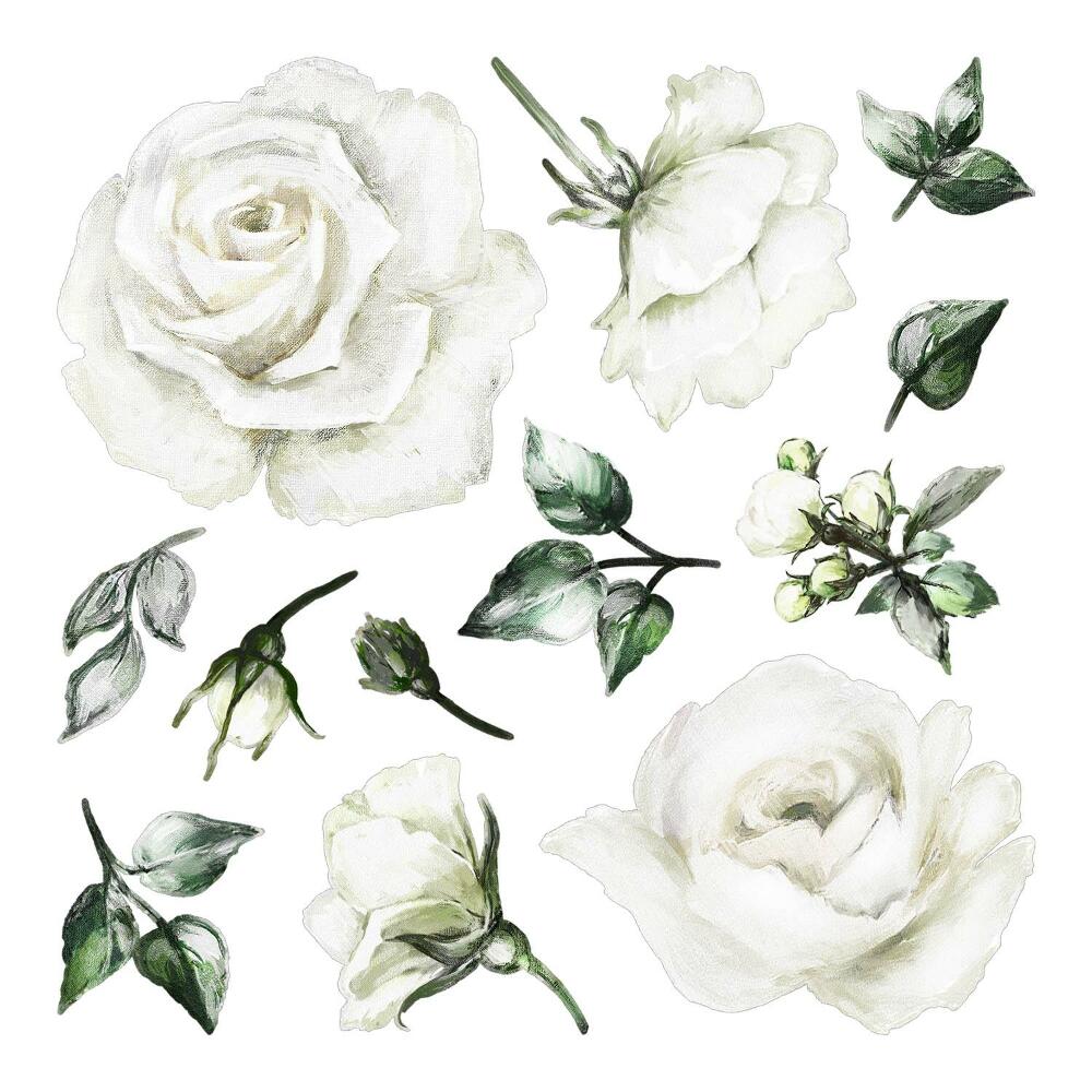 Nagyméretű falmatricák 80x137 Rózsák és levelek finom árnyalatokban