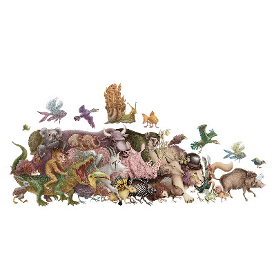 Nagyméretű falmatricák 80x138 Mesebeli állatok rajzolása pasztellkrétával