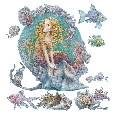 Nagyméretű falmatricák 80x71 Halkagylók mesebeli rajzstílusban