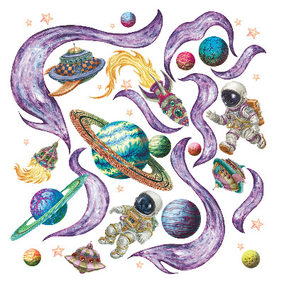 Faltetoválások 80x138 Űrrakéták és bolygók rajzfilm stílusban