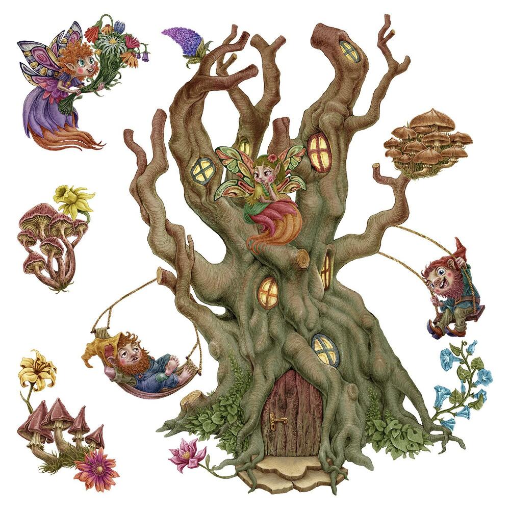 Gyerekszobai fali dekorációk 60x96 Törpék és tündérek az elvarázsolt erdőben