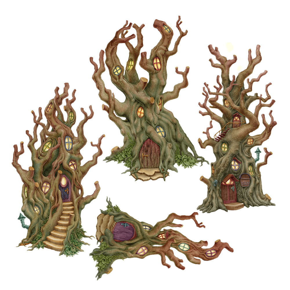 Faltetoválások 60x108 Rajzfilm faházak a varázslatos erdőből