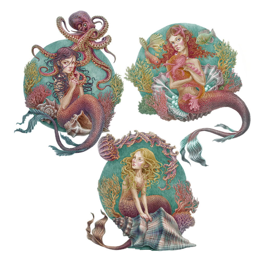 Faltetoválások 60x79 Mesebeli sellők az óceán mélyén