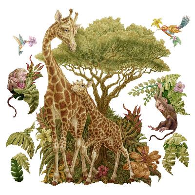 Faltetoválások 60x90 Vadon élő állatok és növényzet rajzmotívuma