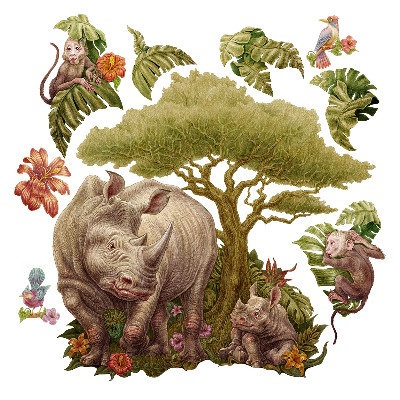 Nagyméretű falmatricák 60x65 Rajzfilm szafari vadállatokkal