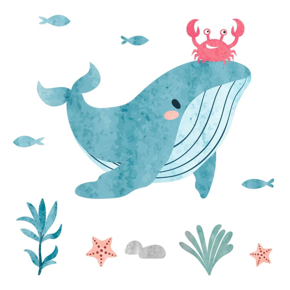 Gyerekszobai fali dekorációk 60x72 Akvarell állatok és növények a mélyből