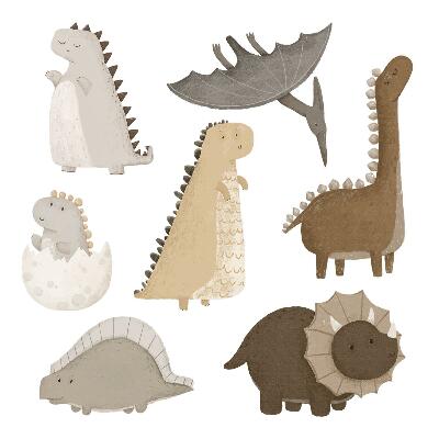 Nagyméretű falmatricák 60x91 Bohém dinoszauruszok pasztell árnyalatokban