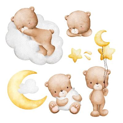 Faltetoválások 60x95 Pasztell színű mackók felhőkkel és a holddal