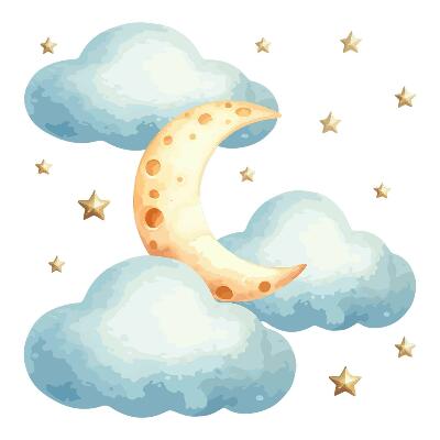 Nagyméretű falmatricák 60x74 Éjszakai égbolt pasztell stílusú felhőkkel