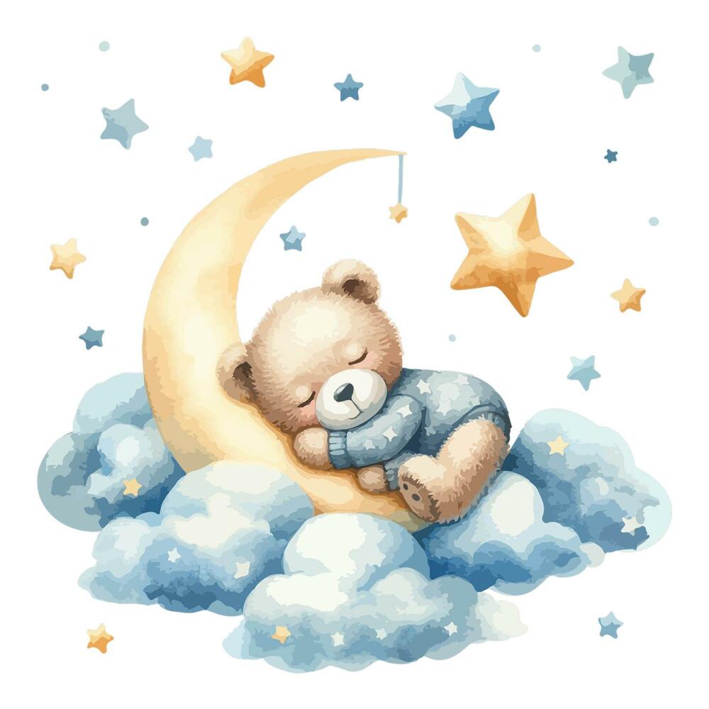 Faltetoválások 60x57 Egy plüssmackó pasztellszínű álomban felhőkön és csillagokon